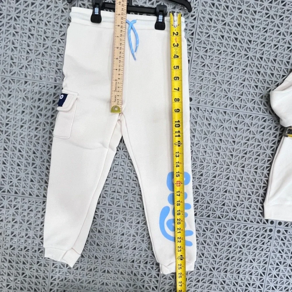 Bluey Jogger Set Kids 5T Cream Hooded Sweatshirt‎ Pants 2pc Heeler Family NEW